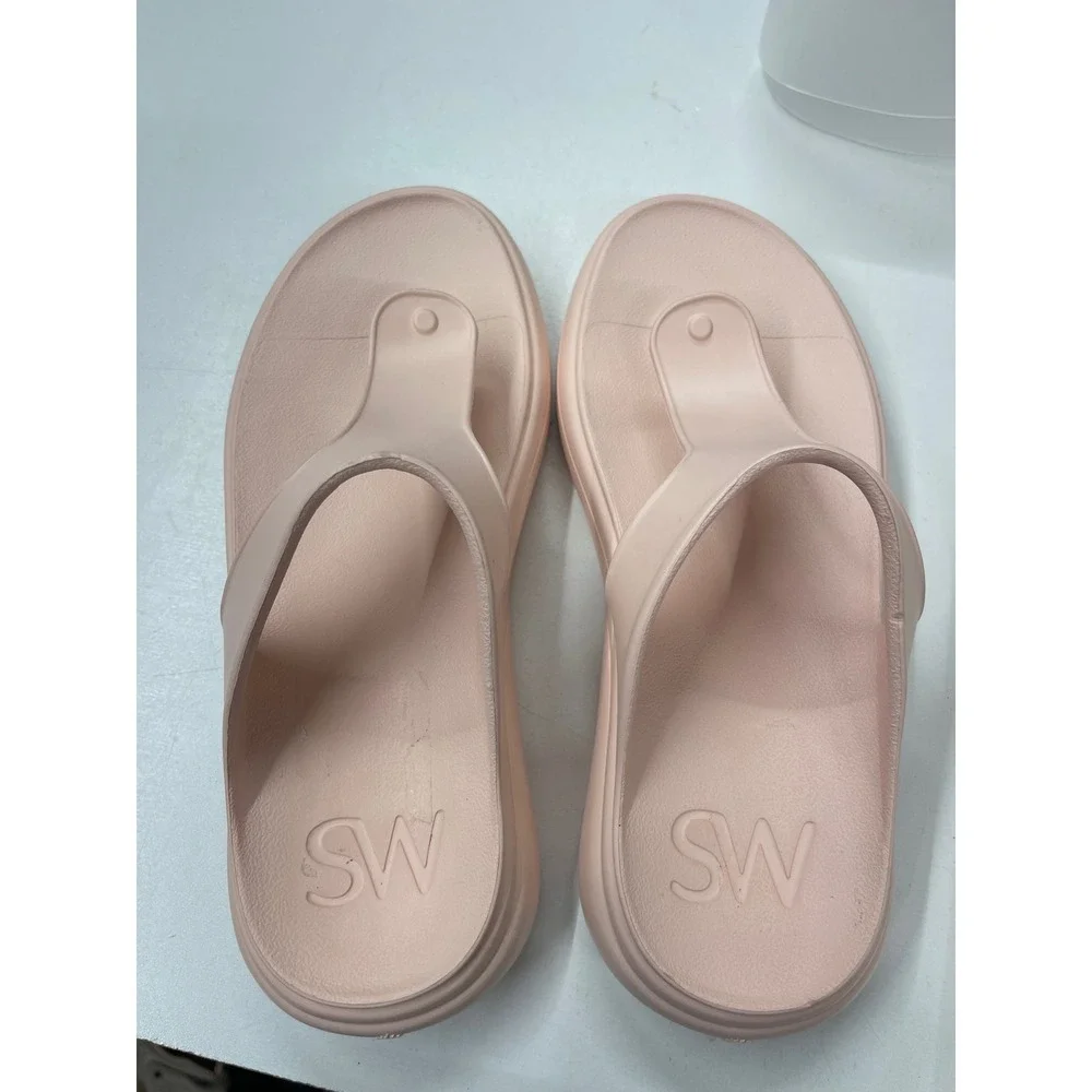 Stuart Weitzman Goldie Jelly Sandals Blush Pink T-Strap Thong Slides SW2017-1 8A